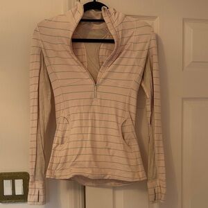 Striped Pink Lululemon half zip. brushed fabric